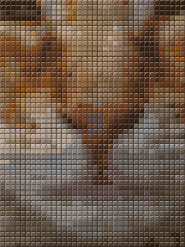 Close-up of the ginger cat pattern as square diamond painting drills