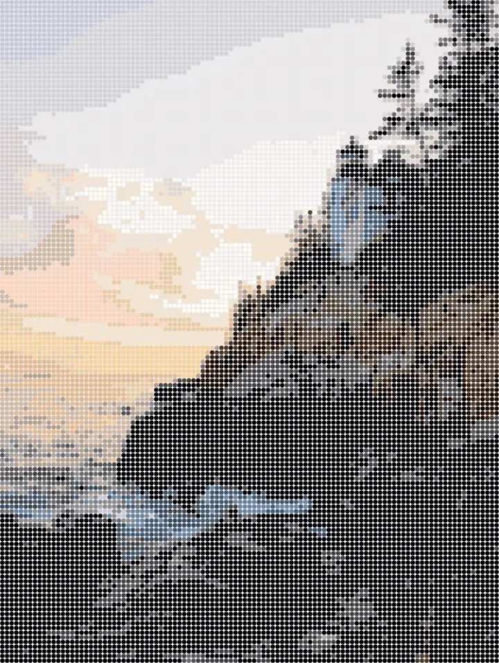 The lighthouse at sunset photo as a diamond painting